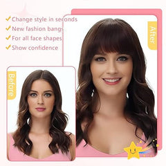 Daily Wear,Clip on Bangs Curved Bangs Fringe with Temples Hairpieces for Women